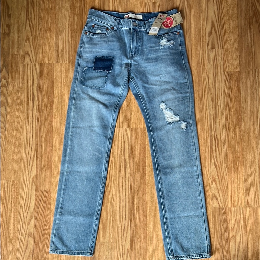 Levi's Blue Slim Jeans with Distressed Details
